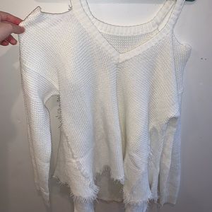 White Cold Shoulder Sweater